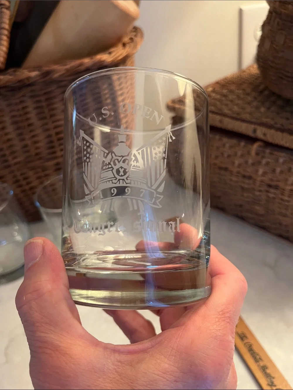 Vintage U.S. Open Clear Old Fashion/Rocks Glass Set Of 3  great gift for golfer